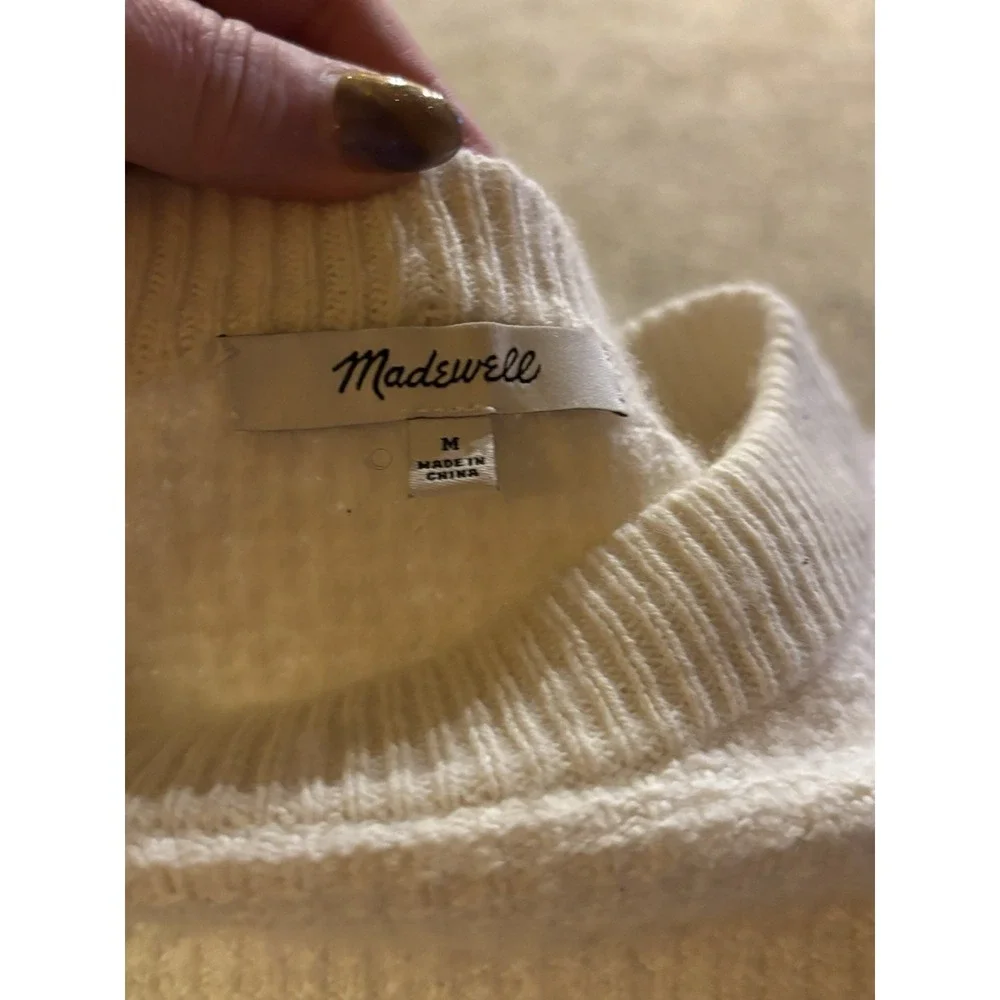 Madewell‎ Oatmeal cropped knit sweater 🤍 cozy minimalist long sleeve - Picture 4 of 9